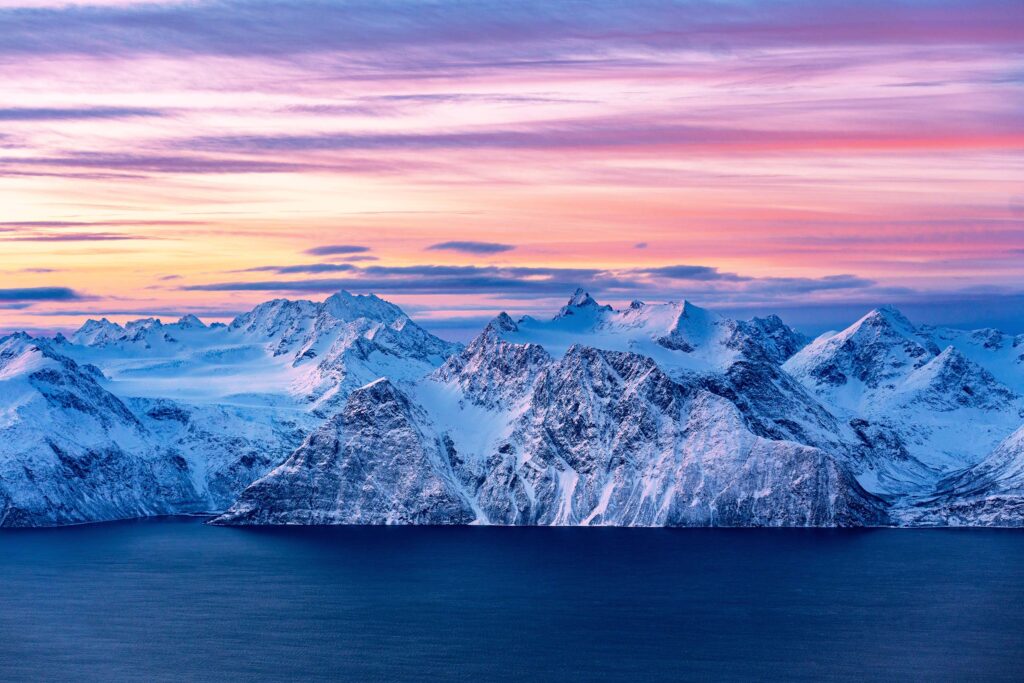 Wall of Lyngen Alps from Storhaugenin Nordreisa