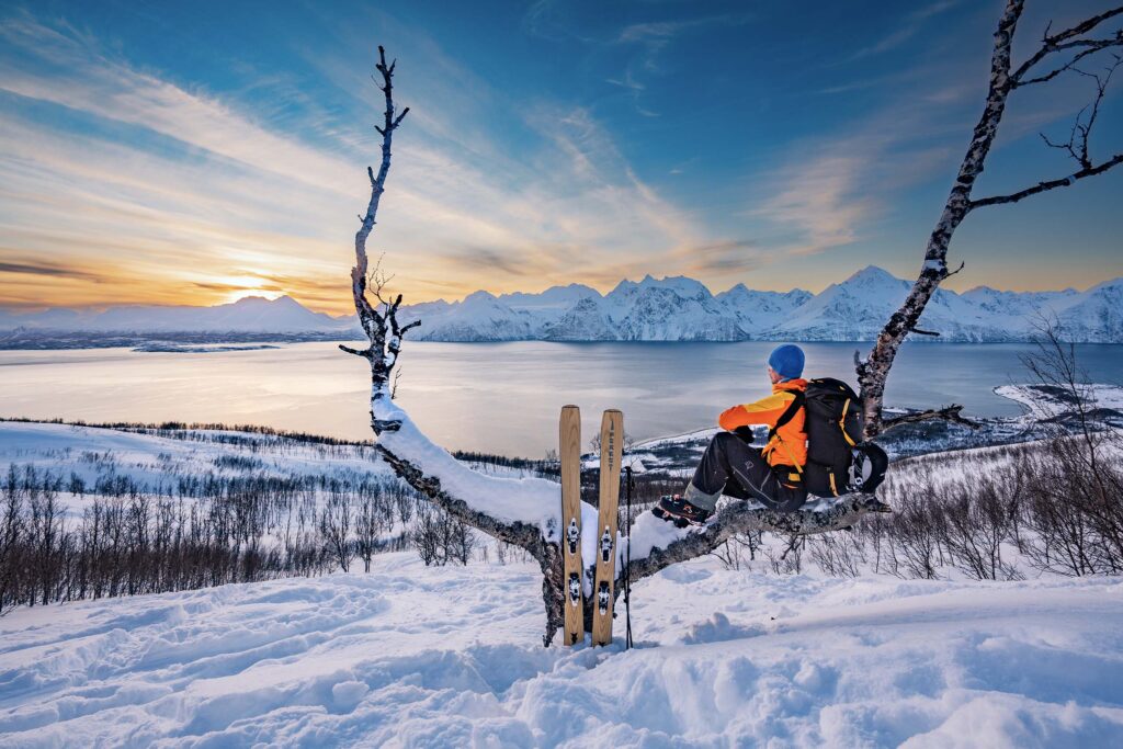 Winter view over the Lyngenfjord towards Lyngen Alps